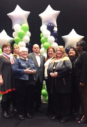 Members of the math pathways implementation team from San Jacinto College after the 2018 Math Pathways Awards ceremony in Dallas, Texas.