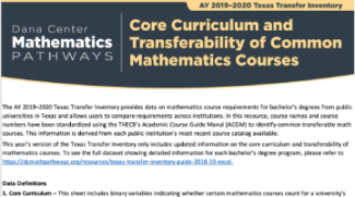 AY 2019-2020 Texas Transfer Inventory Guide