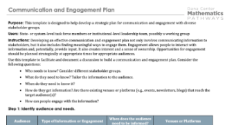Communication and Engagement Plan (Template)