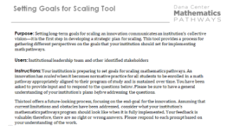 Setting Goals for Scale Tool