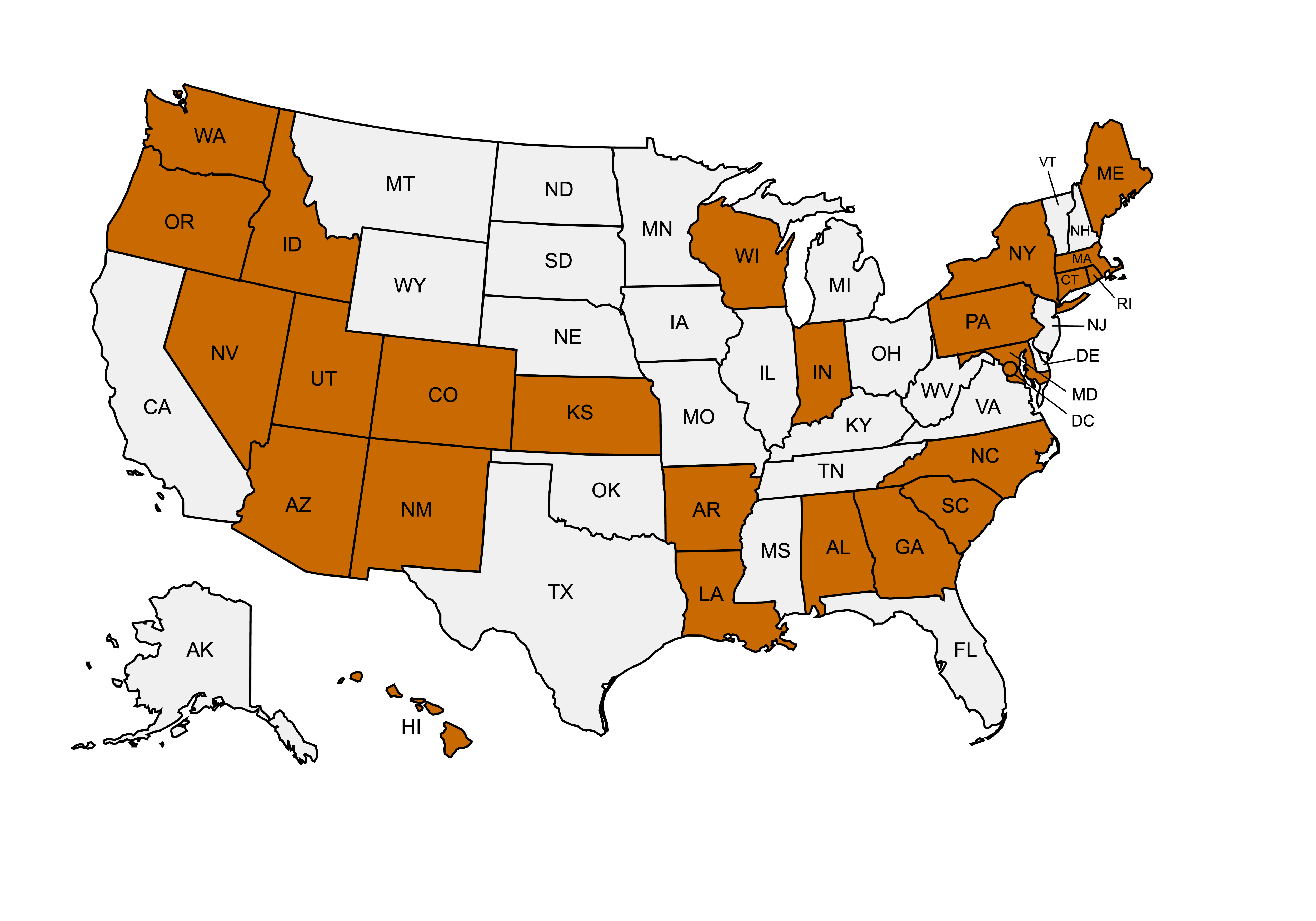 2026 Launch Years Map of Participating States