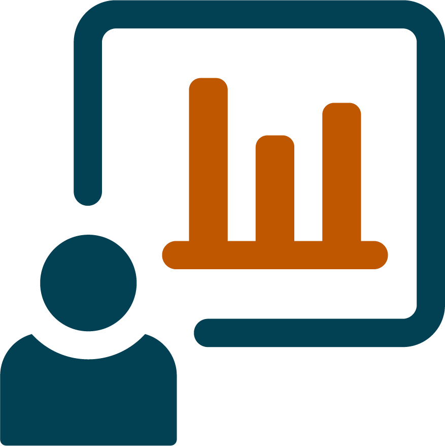 icon of person next to statistics chart