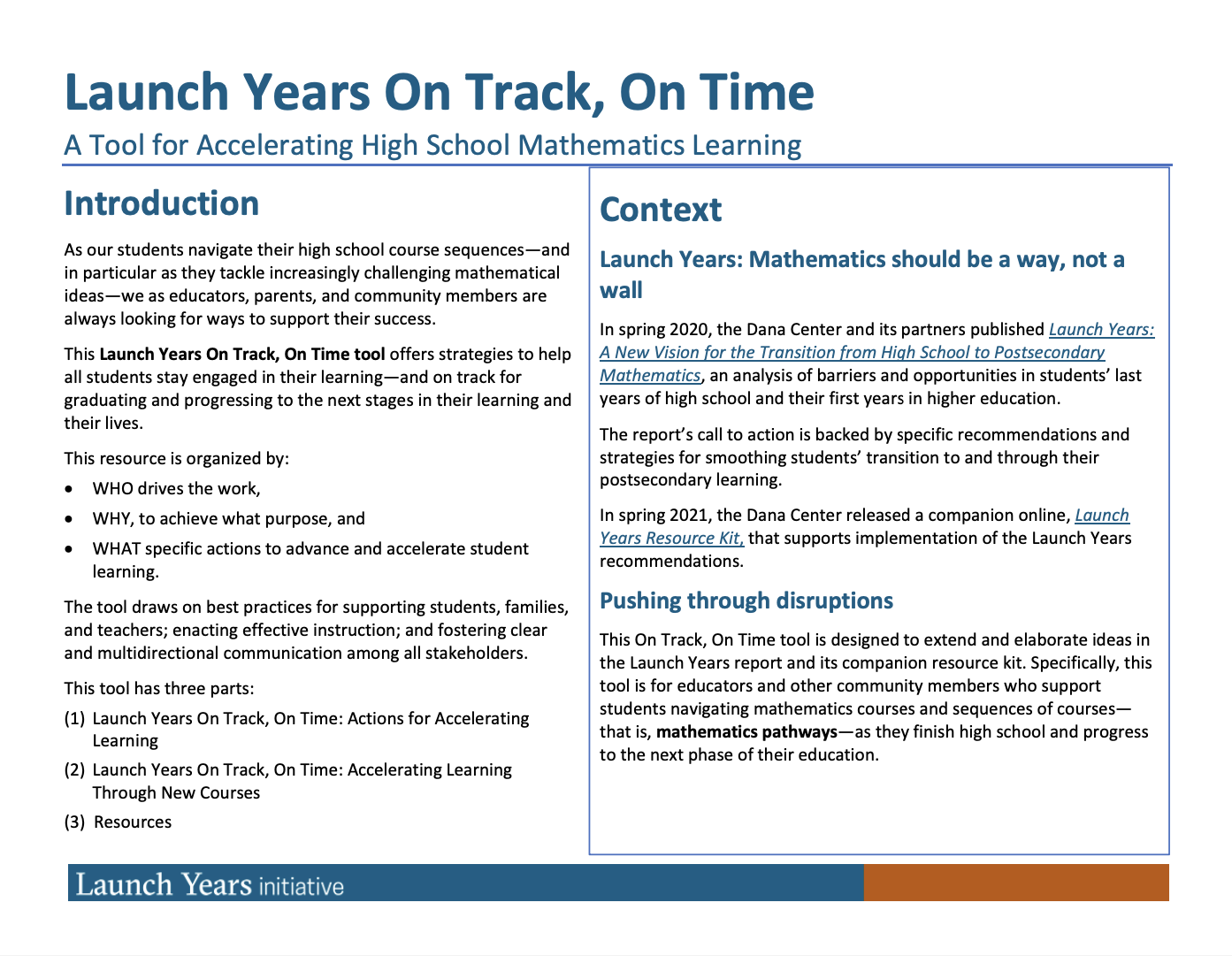 Cover of Launch Years On Track On Time Tool
