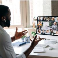 Person leading a meeting online