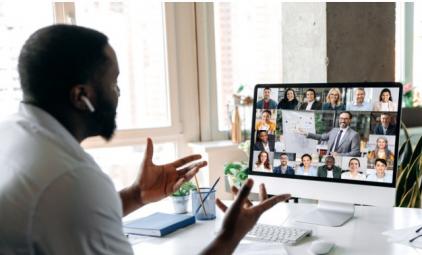 Person leading a meeting online