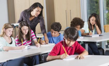 teacher with a group of students