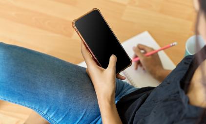 student using a smartphone