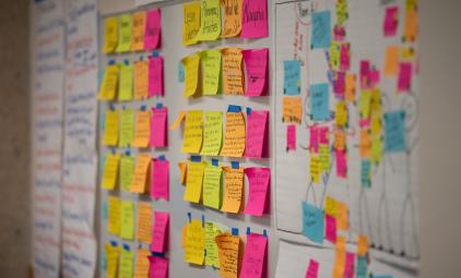 post-it notes on a board