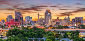 san antonio skyline at sunset