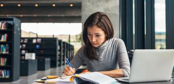 woman studying