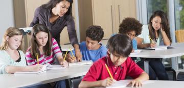 teacher with a  group of students