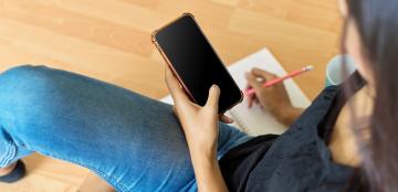 student using a smartphone