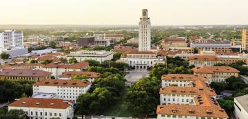 aerial view of The University of Texas at Austin campus