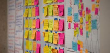 post-it notes on a board