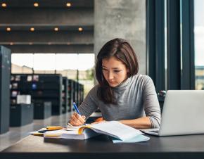 woman studying