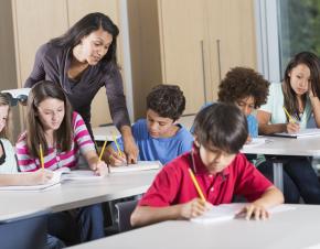 teacher with a  group of students