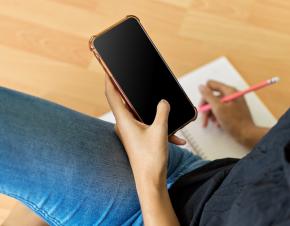 student using a smartphone