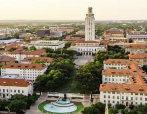 aerial view of The University of Texas at Austin campus