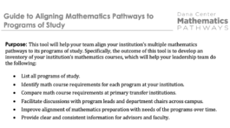 Guide to Aligning Mathematics Pathways to Programs of Study