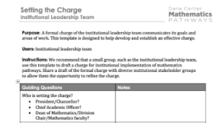 Setting the Charge Institutional Leadership Team